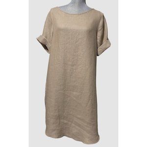 Lagenlook Designer Linen dress Beige size medium NEW